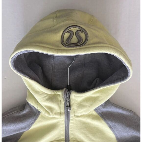 Lululemon Women Sz 2 Hoodie Yellow Gray Sweatshirt Jacket Full Zip Scuba - Picture 7 of 9